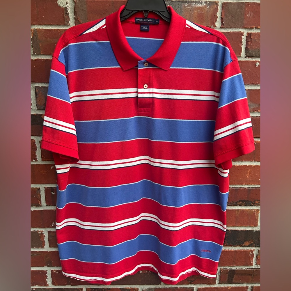Daniel Cremieux The Definitive Shirt Red White Blue Short Sleeve 2XL Polo G2